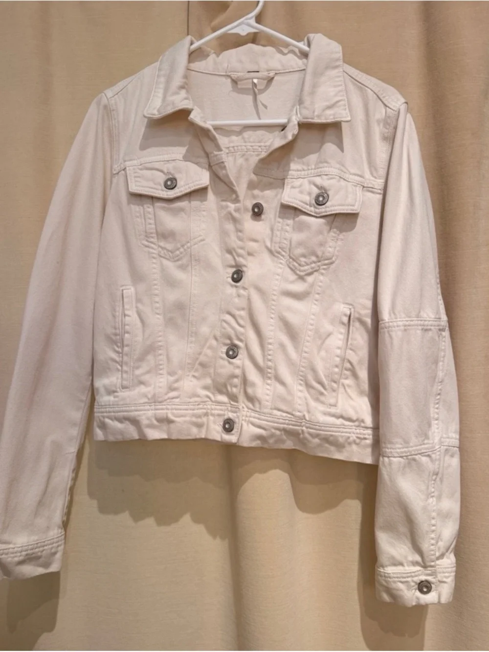 Free People Rumors denim jacket in ecru, size S - Picture 4 of 9